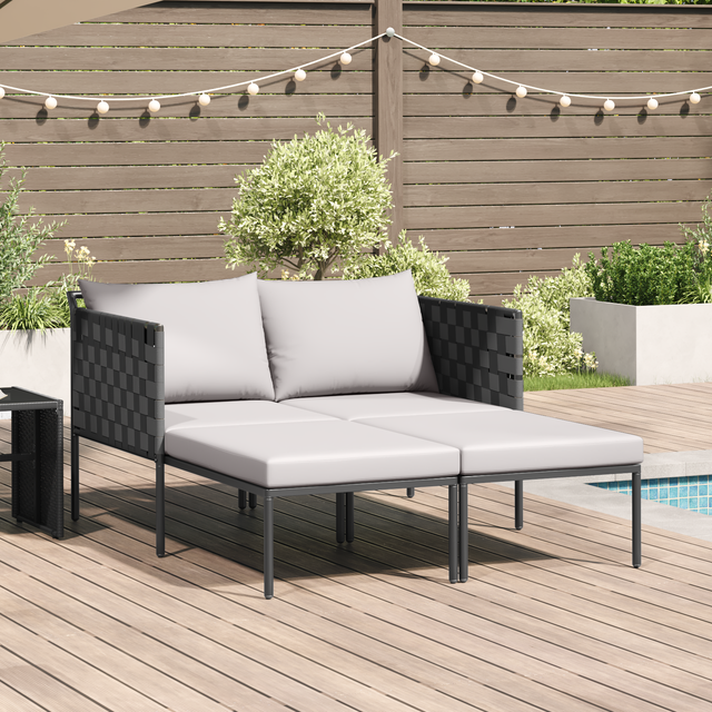 Sunbed with Cushions 2-Person Anthracite 115x153x69,5 cm Steel vidaXL