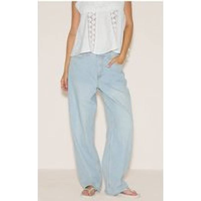 Light Blue Lightweight Slouchy Wide Leg Jean, Light Blue - 10