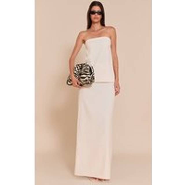 Cream Woven Maxi Skirt, White - 8