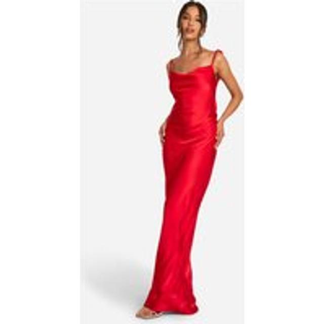 Womens Backless Flower Maxi Dress - Red - 18