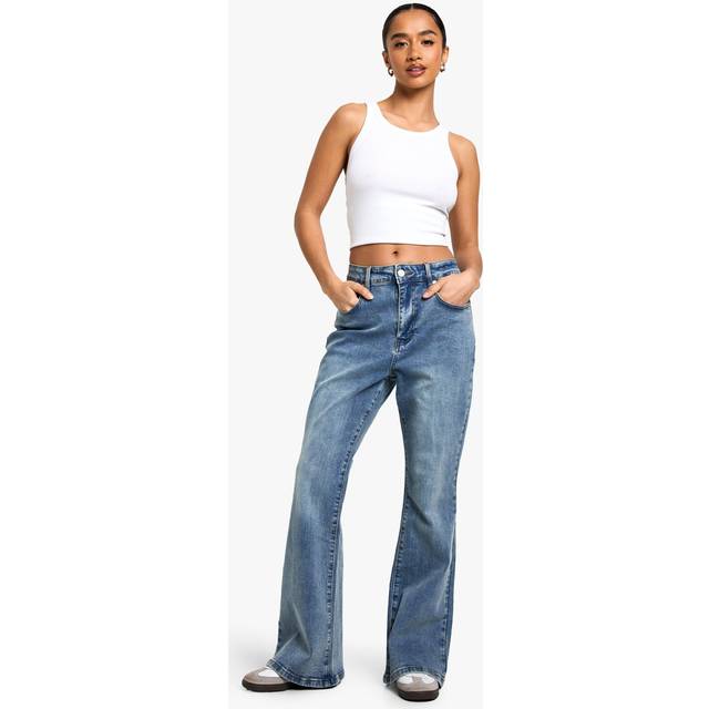 Womens Petite Comfort Stretch High Waist Flared Jean - Vintage Wash - 14/28L