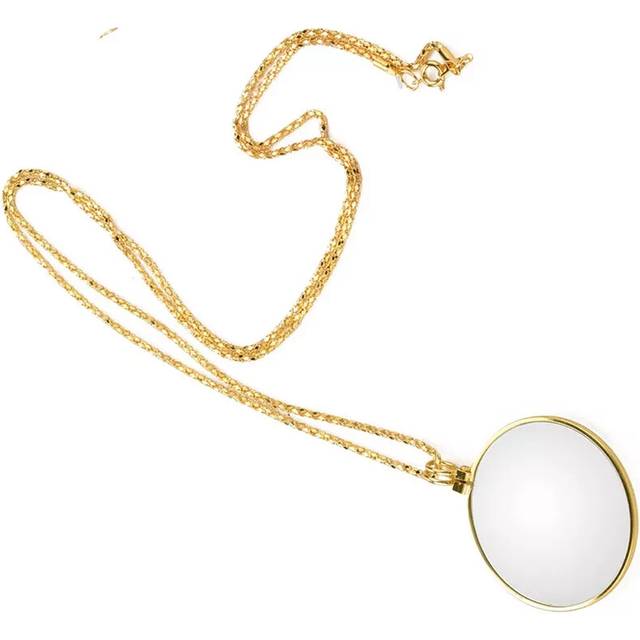 Lifemax 5x magnifying glass lens on necklace gold colour chain magnifier pendant