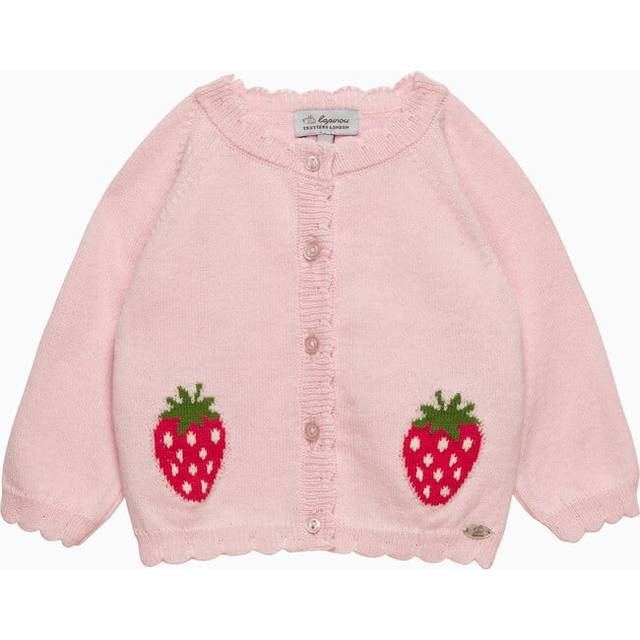 Trotters Baby Strawberry Wool Blend Cardigan, Pale Pink
