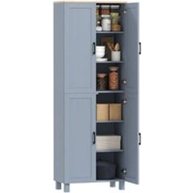 HOMCOM Modern Kitchen Cupboard Storage Cabinet with 4 Shelves, Grey, Grey