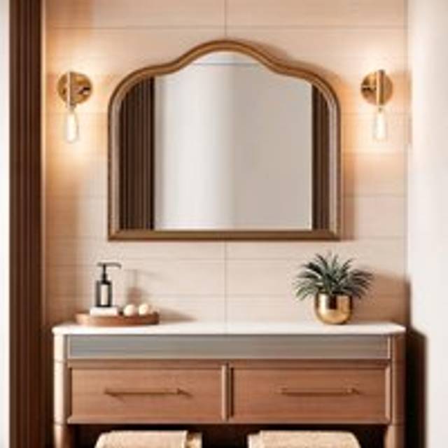 Home Garden Direct Amalfi - Antique Mirror With Wooden Frame - Horizontal 90X77Cm, Brown