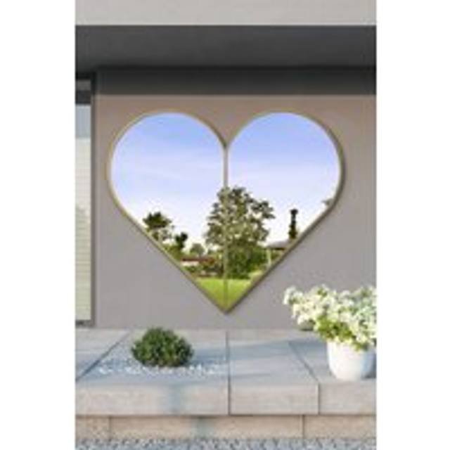 Gold Metal Framed Heart Shaped Wall Garden Mirror (180CM X 180CM) - 1 Pack