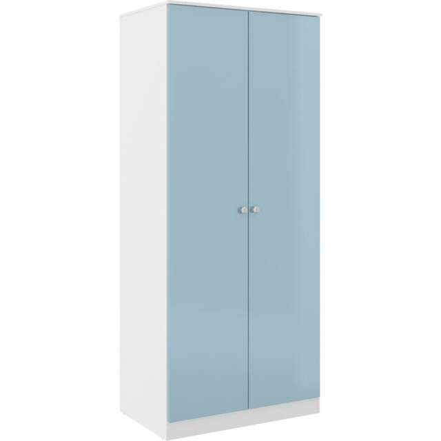 Denver white & blue gloss 2 door wardrobe