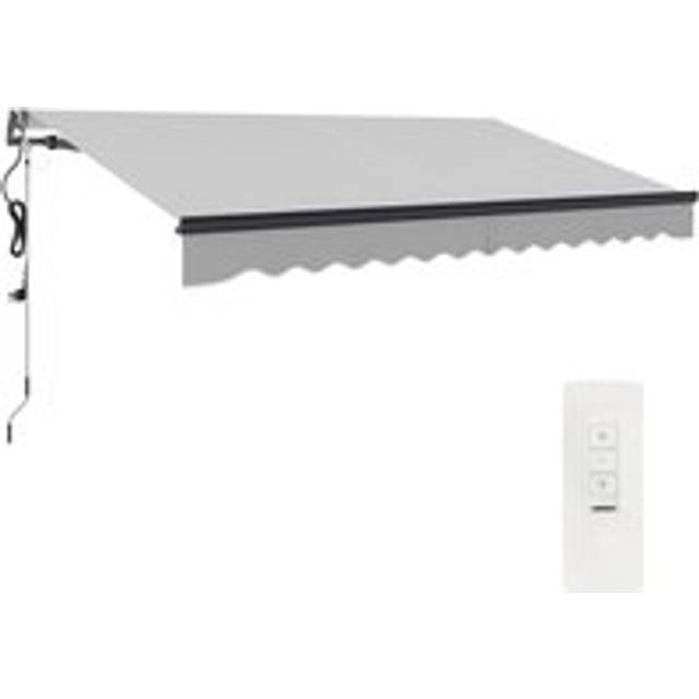 Outsunny 3.5 x 3(m) Electric Retractable Awning w/ Aluminium Frame - Light Grey | TJ Hughes