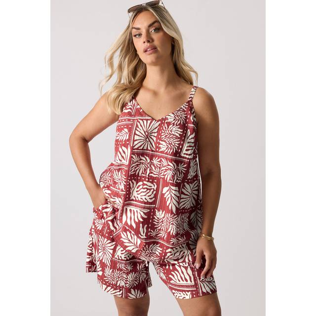 Yours Plus Size Burnt Orange Leaf Print Cami Top Size 14