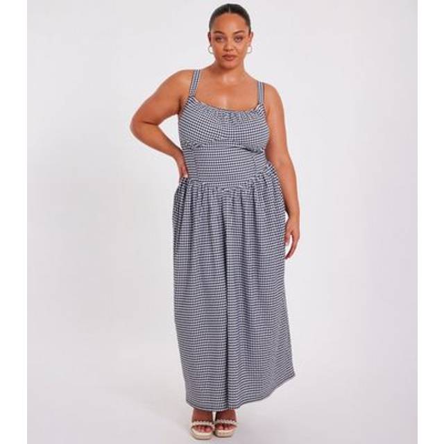 Black Curve Gingham Midaxi Dress - 20