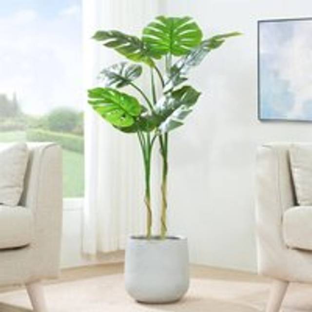 Decorative Artificial Monstera Tree with Plastic Planter and Artificial Moss 120cm