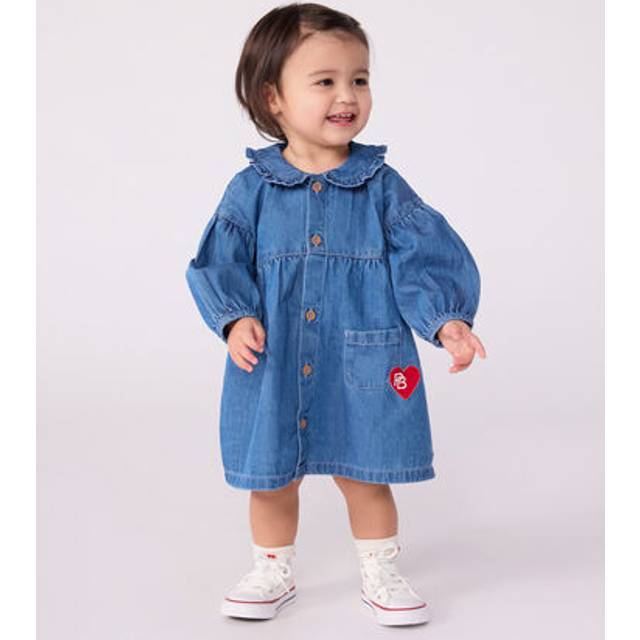 Lightweight Denim Dress with Long Ruffled Sleeves - 6M (67CM)