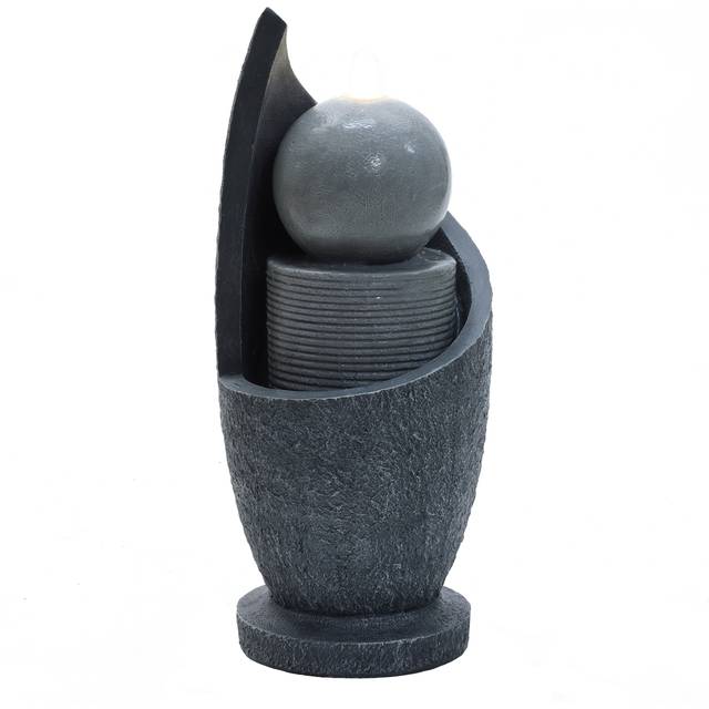 Outdoor Water Feature Garden Fountain LED Plug-In Pump Zen Cascade