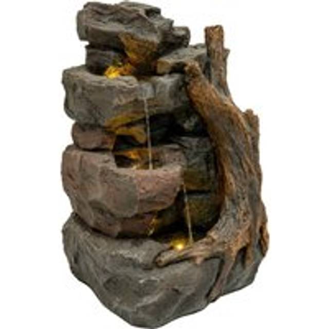 Outdoor Water Feature Garden Fountain LEDs Plug-In Pump Willow Springs