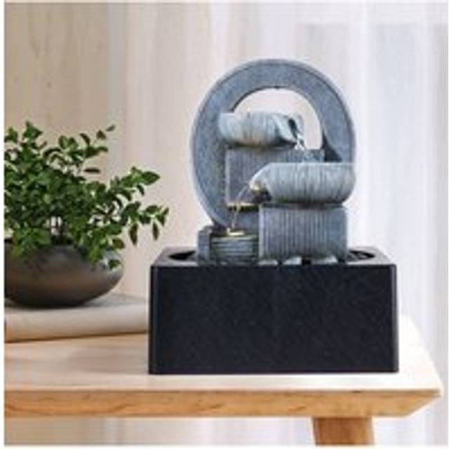 Living And Home Tabletop Waterfall Fountain With Led Lighting In Stone - One Size