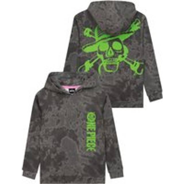Acid Wash Hoodie With Back Print - Grey - 10-11 Years
