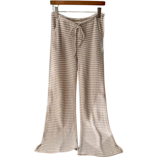 Comfortcana Women&#39;s Summer Knit Striped Drawstring Waist Pockets Casual Pants,Perfect For Holiday Wear