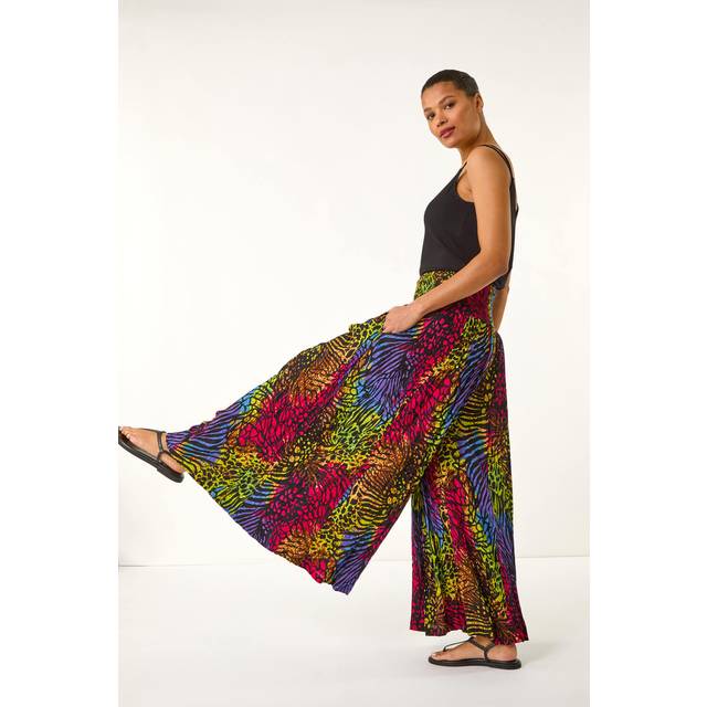 Animal Print Wide Leg Palazzo Trouser - Multi - one size