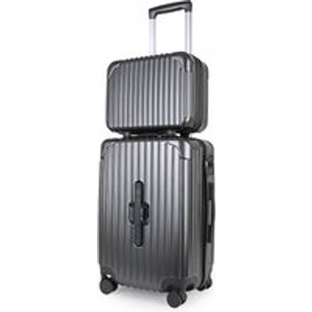 2-Piece Suitcase Set: Vanity Case & Cabin Case with TSA Lock (Mauve Lilac) - Black - Large