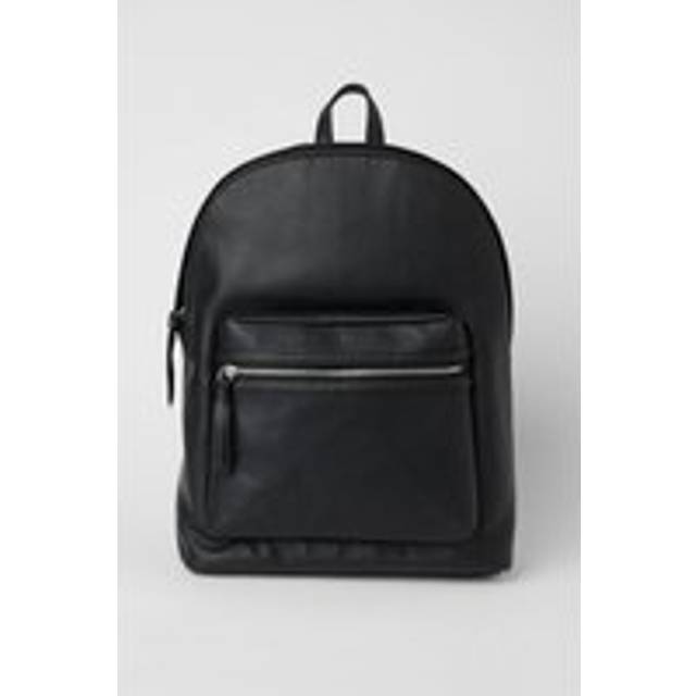 Mens Black Grain Faux Leather Commuter Backpack - One Size