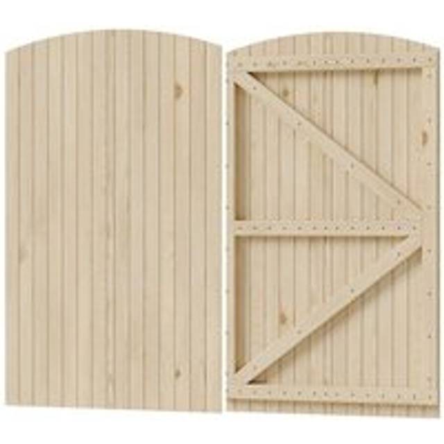 105x180cm Arch Top Wooden Garden Gate with 1 Latch & 3 Hinges for Farm House - Natural - One Size