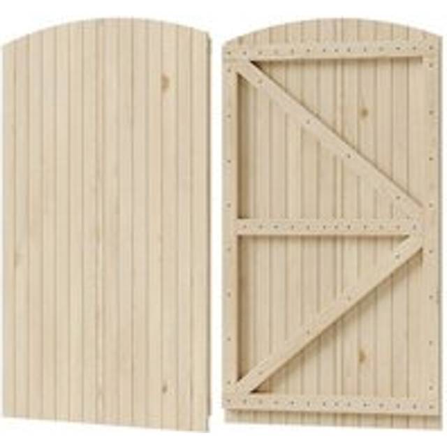 Living And Home 99X180Cm Arch Top Wooden Garden Gate With 1 Latch & 3 Hinges For Farm House In Natural - One Size