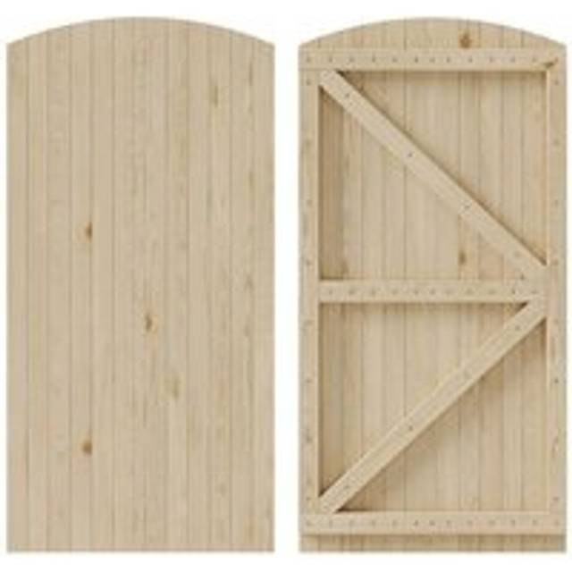 90x180cm Arch Top Wooden Garden Gate with 1 Latch & 3 Hinges for Farm House - Natural - One Size