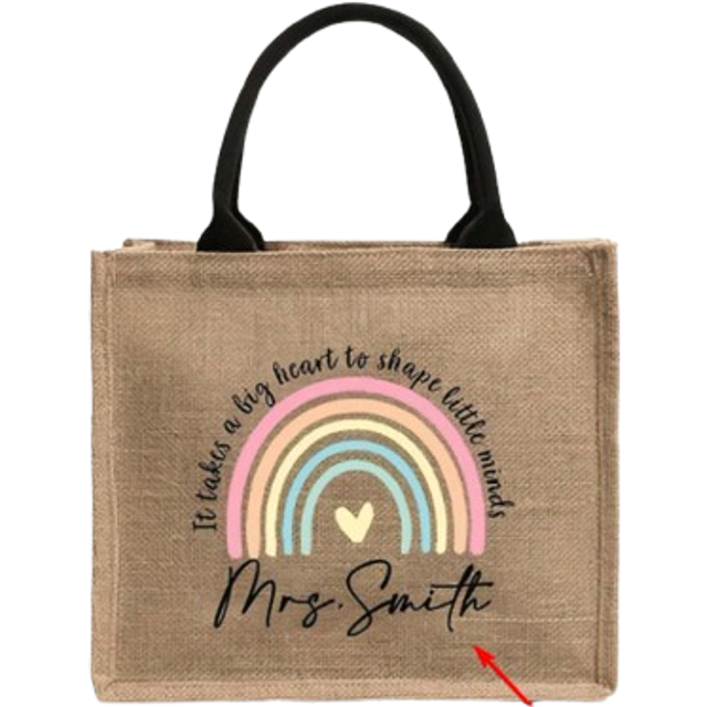 SHEIN 1Pc Custom Teacher Appreciation Tote Bag - Personalized Canvas Beach & Shopping Bag With Monogrammed Name, Foldable & Lightweight, Machine Washable Ba