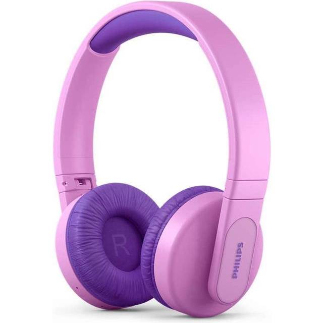 Philips Trådlösa Hörlurar Med Kåpor Till Barn, Reducerad Volym Trådlös Bluetooth Hörlurar till Barn, Trådlösa Hörlurar Barn, 26h Användningstid, Lättvikt Färgglad Rolig Design, Rosa (Pink) med Ljus