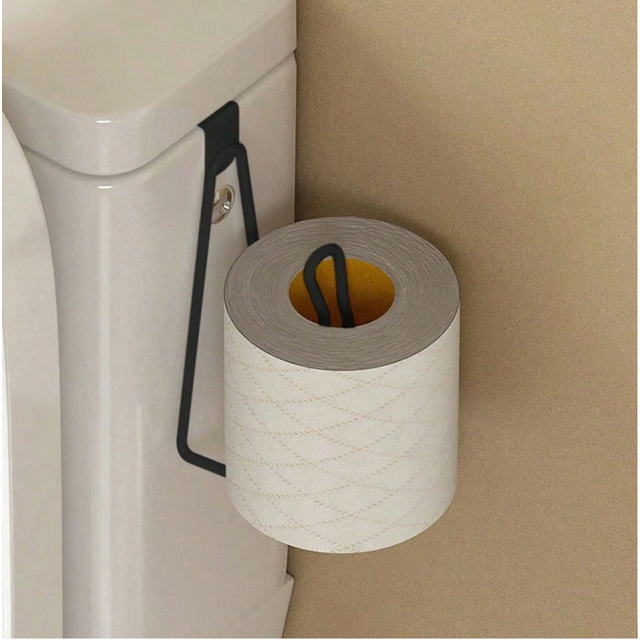 SHEIN 1pc Wall-Mounted Toilet Paper Holder, Bathroom Toilet Roll Paper Dispenser, No Drill Cabinet Door Paper Towel Rack Kitchen, Christmas, Christmas Gifts