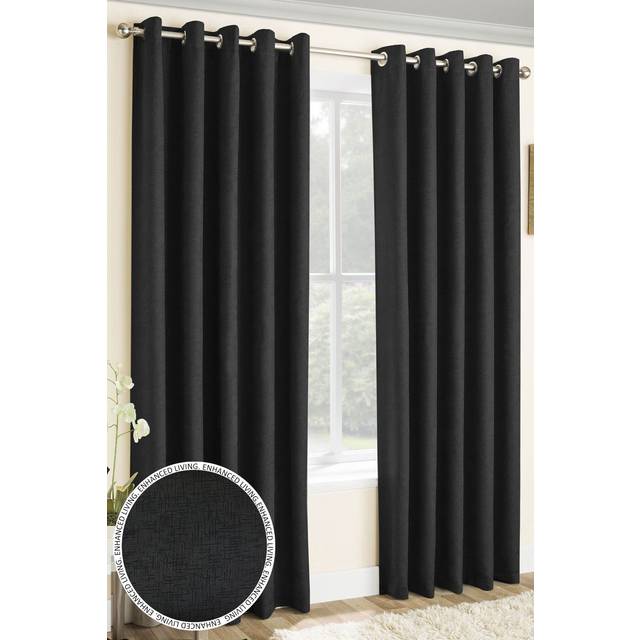 Vogue Thermal Blockout Ready Made Eyelet Curtains Black