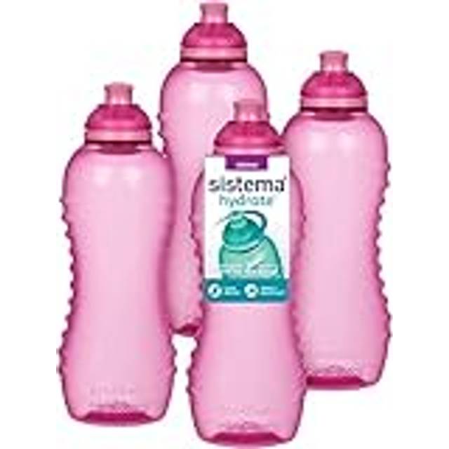 Sistema Squeeze Twist 'n' Sip Sports Water Bottles | 460 ml | Leakproof Kids Water Bottles | BPA-Free | Pink | 4 Count