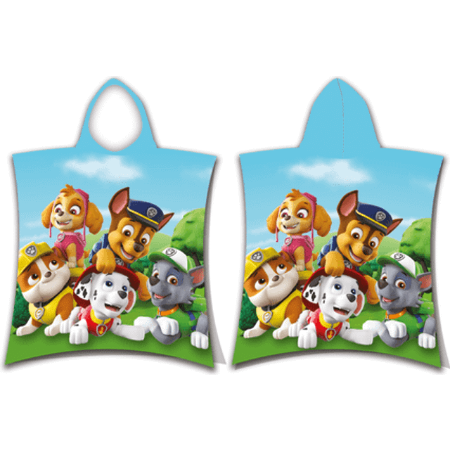 JERRY FABRICS Barn Paw Patrol poncho med huva badhandduk, bomull, flerfärgad, storlek 50 x 115 cm