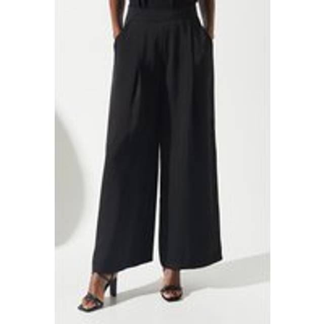 Coast womens satin wide leg trousers black high waisted elegant party wear