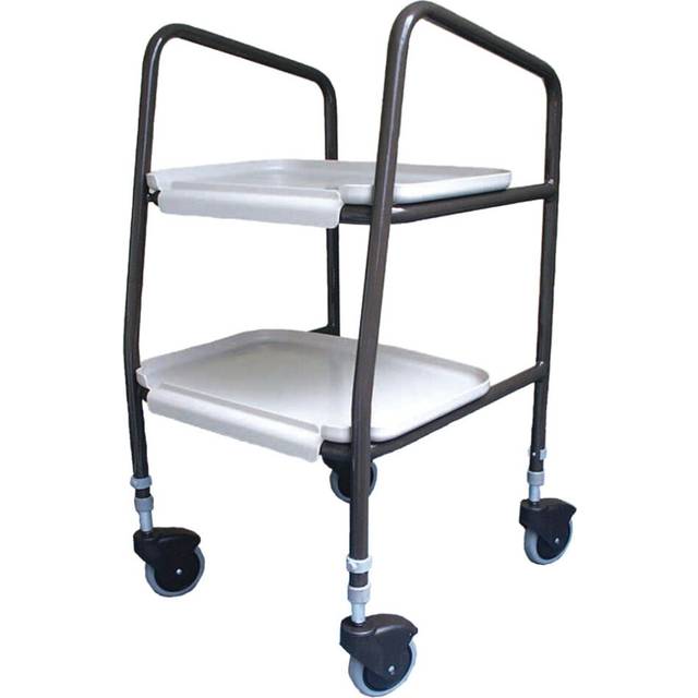 Height Adjustable Meal Trolley - Clip On Trays - Large 100mm Castors - 790 930mm