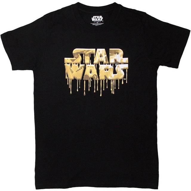 (XL, Black/Gold) Star Wars Unisex Adult Dripping Logo T-Shirt