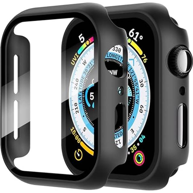 Diruite 2-Pack Screen Protector Compatible with Apple Watch Series 7/6/5/4/SE Tempered Glass Case,All Around Hard Matte PC Protective for iWatch