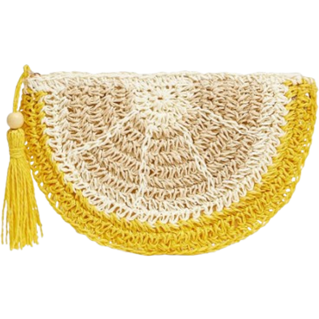 SHEIN Ladies, Women Clutchs, Straw Bag, Fashionable, Elegant, Simple, Personalized, Versatile, Lemon Shape, Fruit Shape, For Beach, Vacation, Holiday, Summe