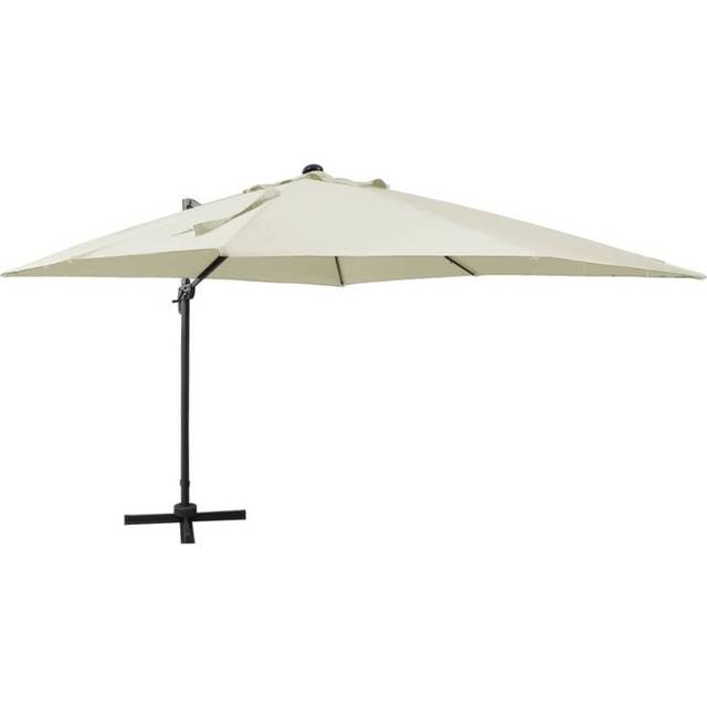 vidaXL Cantilever Garden Parasol with Pole and LED Lights Shade Umbrella Sand