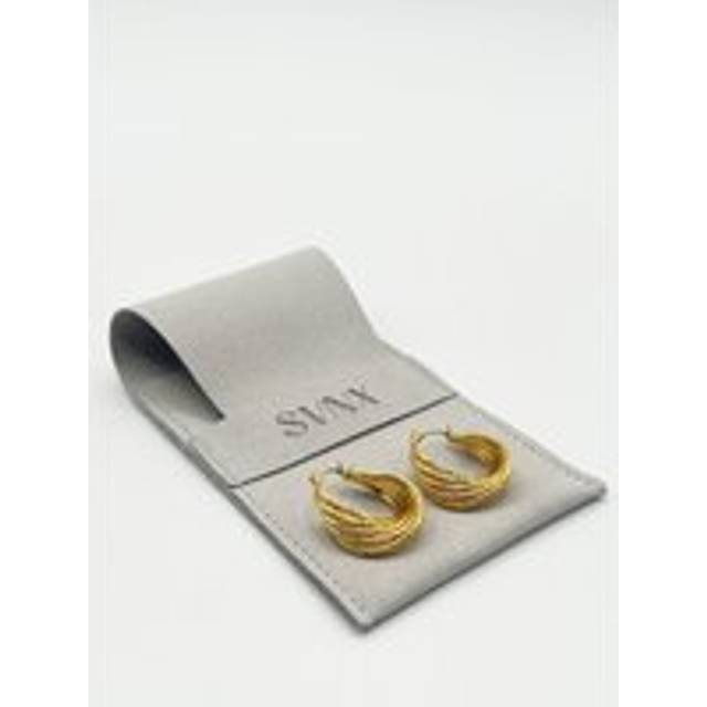 SVNX Twisted Ribbed Hoops In Gold