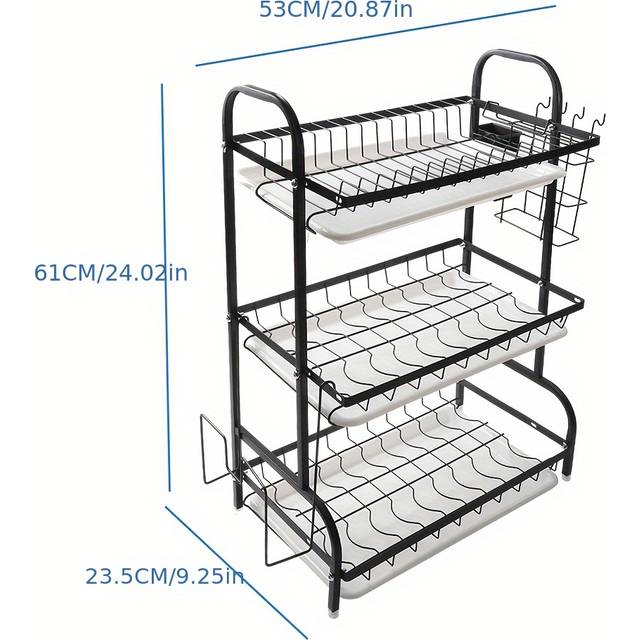 TEMU 1pcs 3-tier Dish Drainer Rack With Plate Rack Kitchen Sink- Space-saving Storage Solution With Easy To And Clean