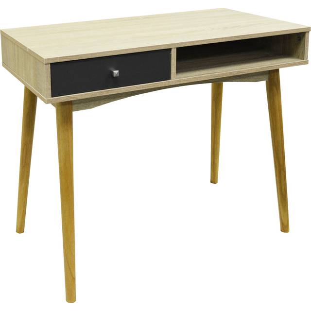One Drawer Office Computer Desk Dressing Table - Oak Grey - Brown