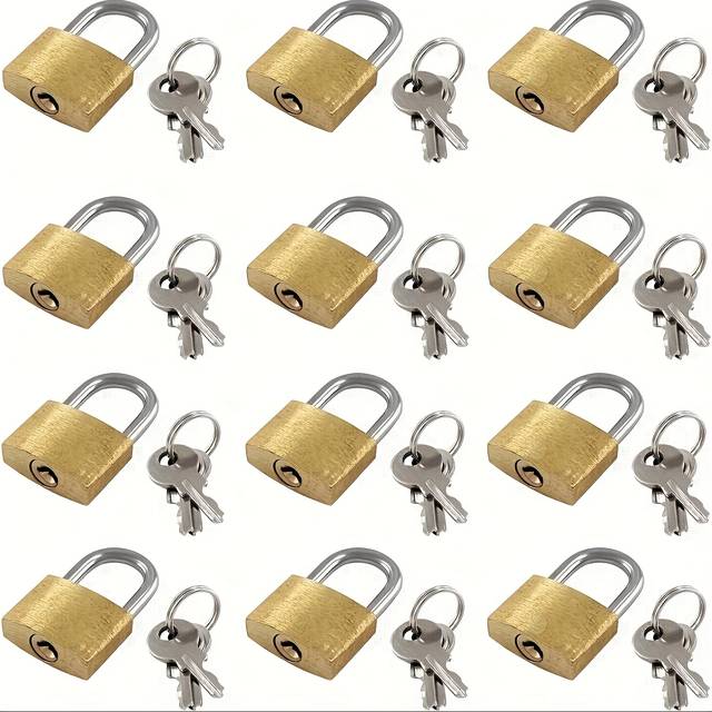 TEMU Mini Padlock 12pcs Set Solid Brass + | Anti-pry Luggage Lock | Suitable For Luggage/backpack/toolbox/jewelry Box/school/gym/locker/ | 1.2 Inch Small Lock (12 In)