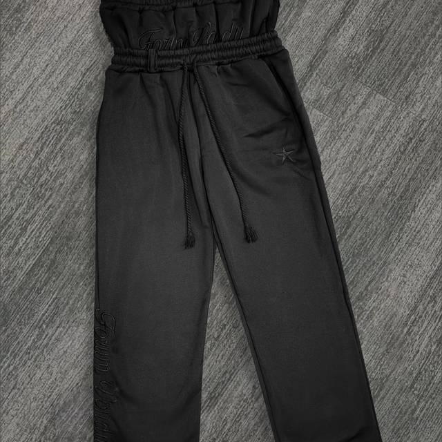 TEMU Y2k High-street Geometric Embroidered Letter Jogger Pants - Double Waistband Straight-leg Design, Light Grey Spring/summer Casual Pants For Adults, Machine Washable Versatile Casual Attire
