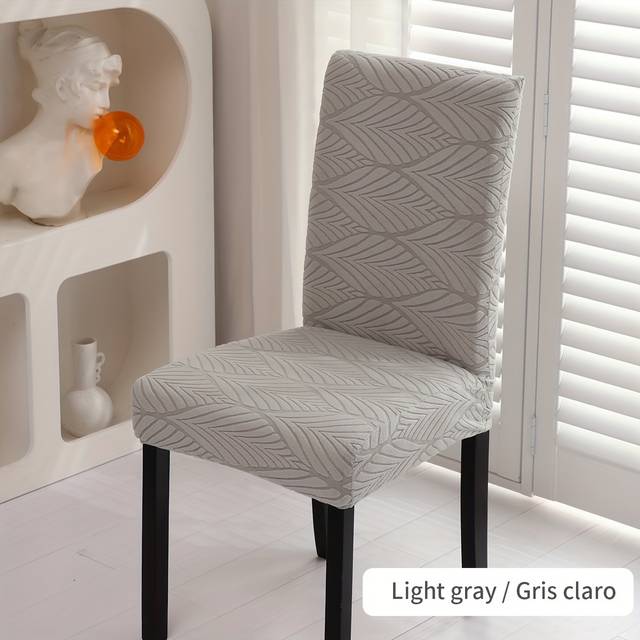 TEMU 1pc Elastic Dining Chair Slipcovers, Leaf Pattern, Removable Stretch Chair Covers, Polyester & Spandex Blend, Machine Washable, With Elastic Band Closure, For Home, Office, Banquet