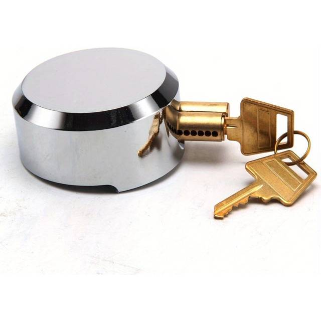 TEMU Shackleless Padlock Heavy Van Lock 73mm Round Concealed Padlock With 2 Keys Hardened Steel Padlock Heavy Duty Chrome Plated Security Door Lock For Replacing A Variety Of Van Locks