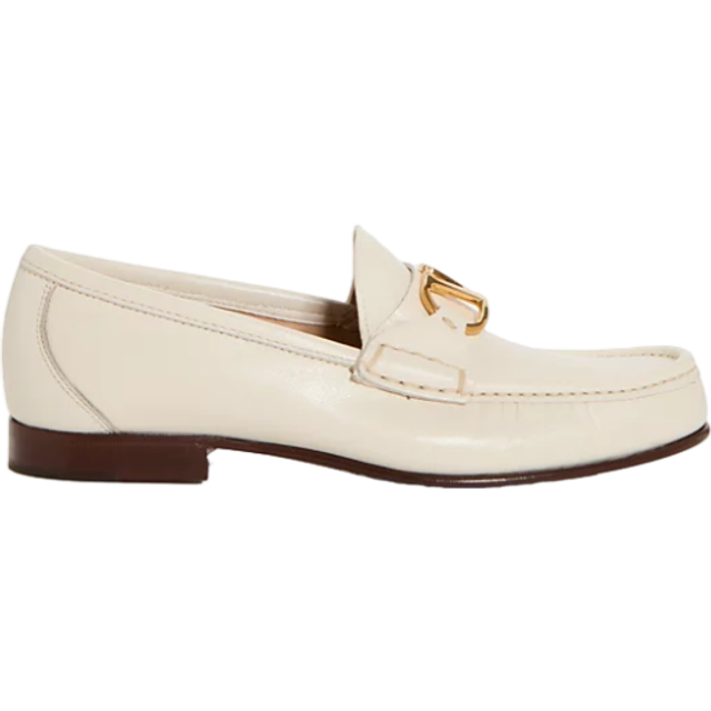 Valentino Garavani Women's Ivory Leather Vlogo Loafers in White | Size 39 | 6W2S0LM0QCQ Color 098 (39)