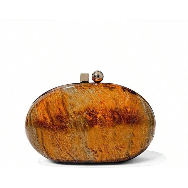 SHEIN New Acrylic Marble, Amber, Watercolor Shell Design Clutch Bag, Oval Shell Shoulder Bag, For Party, Autumn