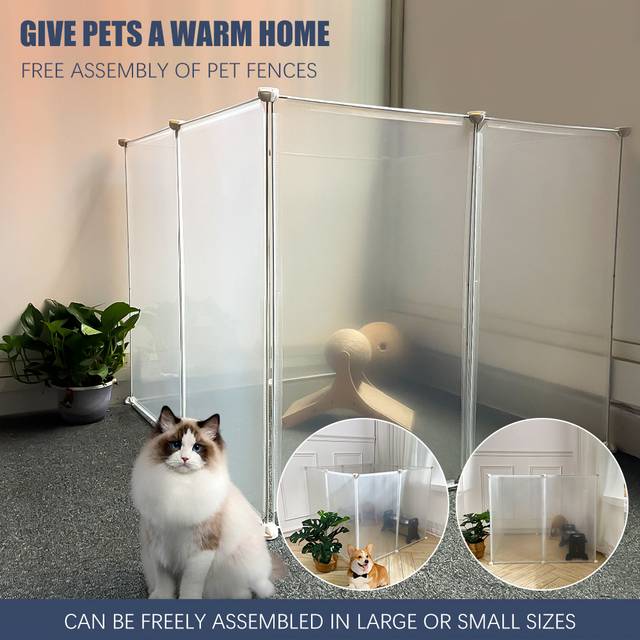 TEMU Plastic Dog Playpen Fence: Heavy Duty Pet Clear Exercise Play Pen Whelping Box With Waterproof Pad For Cats, Puppies, Rabbits, Guinea Rodents L70xw70xh45cm 8 Panels (35x45cm/panel)