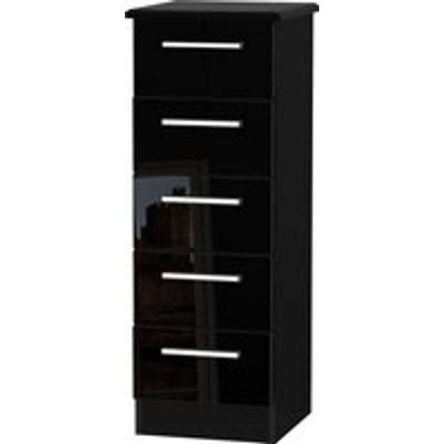Knightsbridge Tall Tallboy Black 5 Drawers 108cm